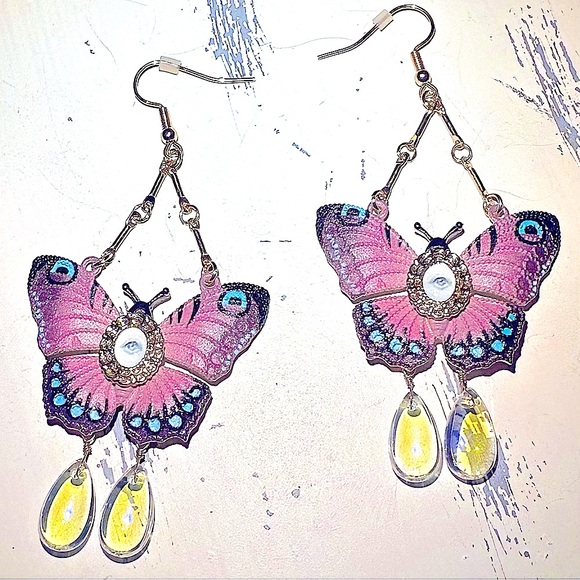 EVIL EYE BUTTERFLY EARRINGS - Picture 4 of 9